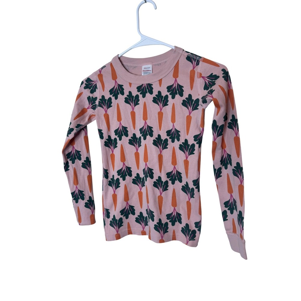 Hanna Andersson Pajama Top Kids 10 Pink Carrot Print‎ Organic Cotton Long Sleeve